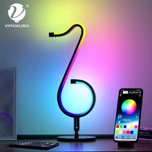 

LED Smart Desk Lamp with Music Sync APP Dimmable Desktop Atmosphere Light RGB Remote Control Night Light Bedroom,TV,Living Room
