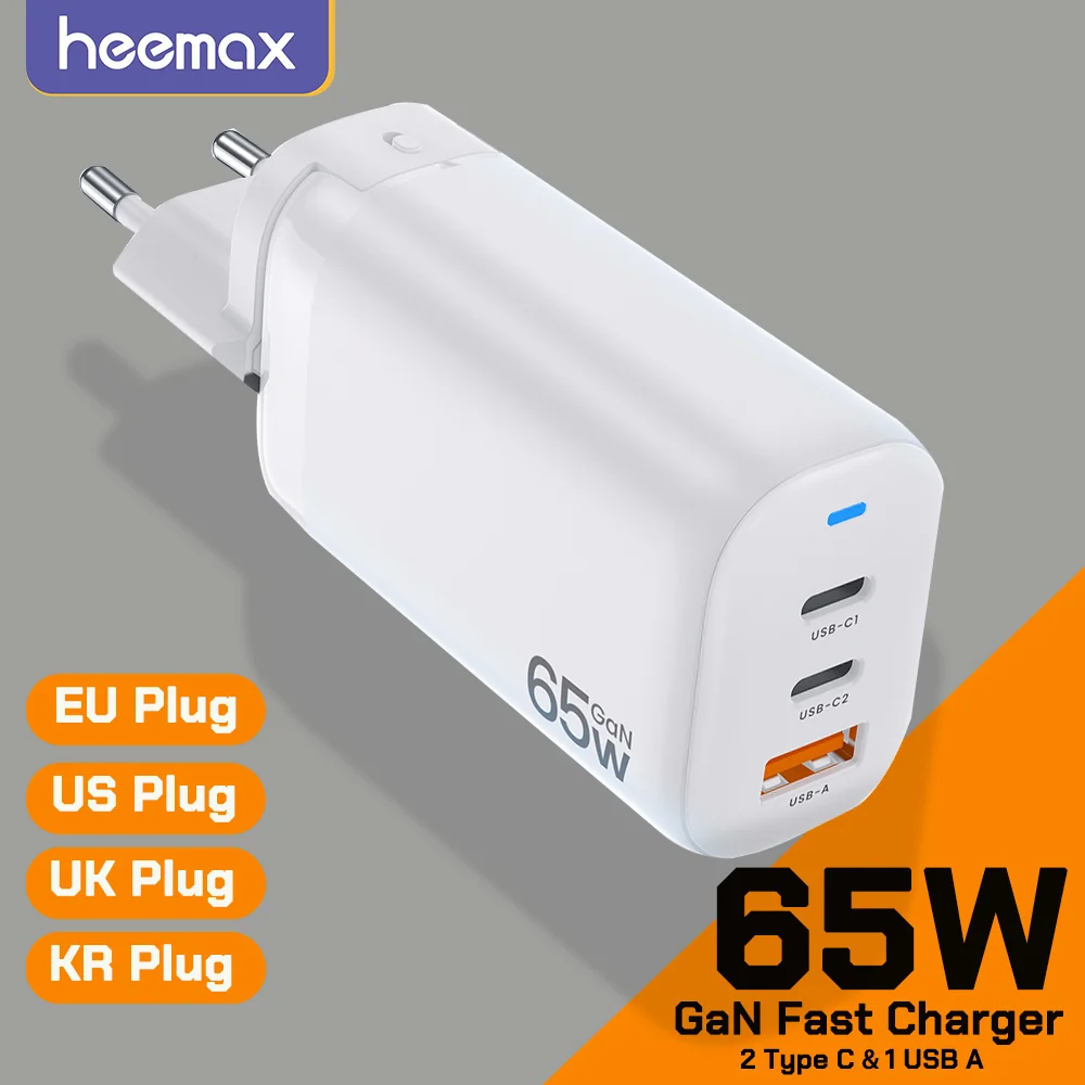PD 65W GaN Fast Charge Adapter For MacBook Pro Laptop USB Type C PD
