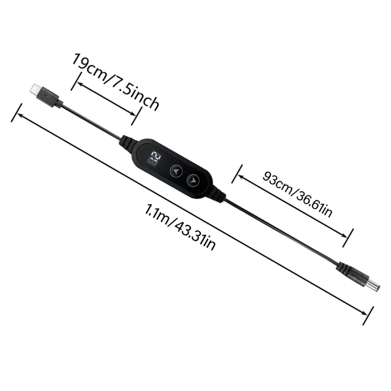 PD65W 유형 C DC5.5x2.5mm 전원 케이블 34 커넥터 팁 조정 가능한 출력