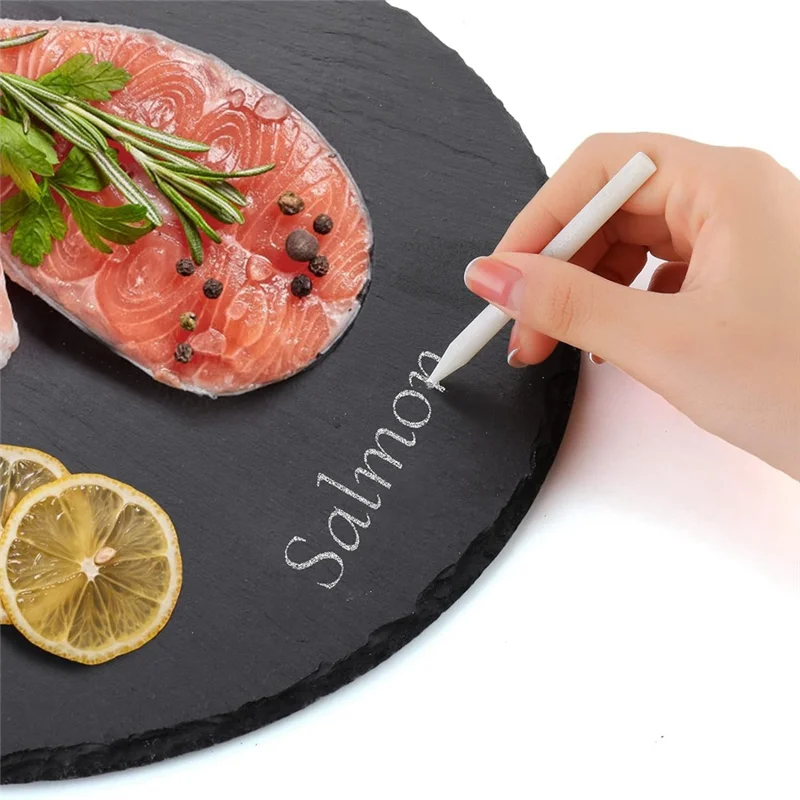 Slate Round Cheese Board, Natural Stone Tray For Serving Cheese, Charcuterie, Sushi, Appetizers, And Mor Durable
