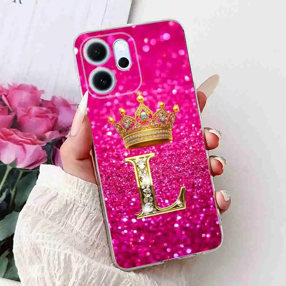 New Design Floral Letter TPU Soft Silicone Phone Case - 6.57 Cover, Elegant and Durable Protection