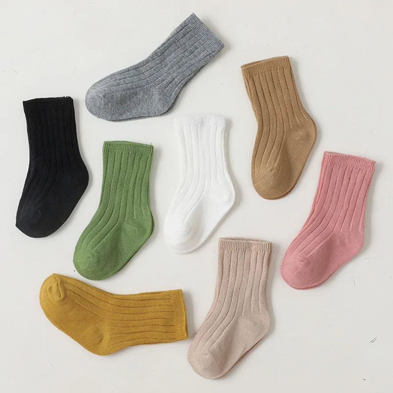 

Baby Toddler Cotton Socks Solid Kids Boys Girl Spring Autumn Short Newborn Ribbed Sock Baby Clothing Winter Baby Socks