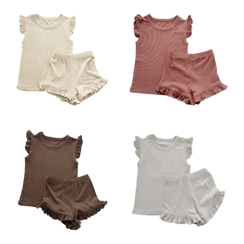 

2-Pieces Baby Suit Pajama Infant Girl Summer Clothes Half Sleeve T-Shirt Shorts