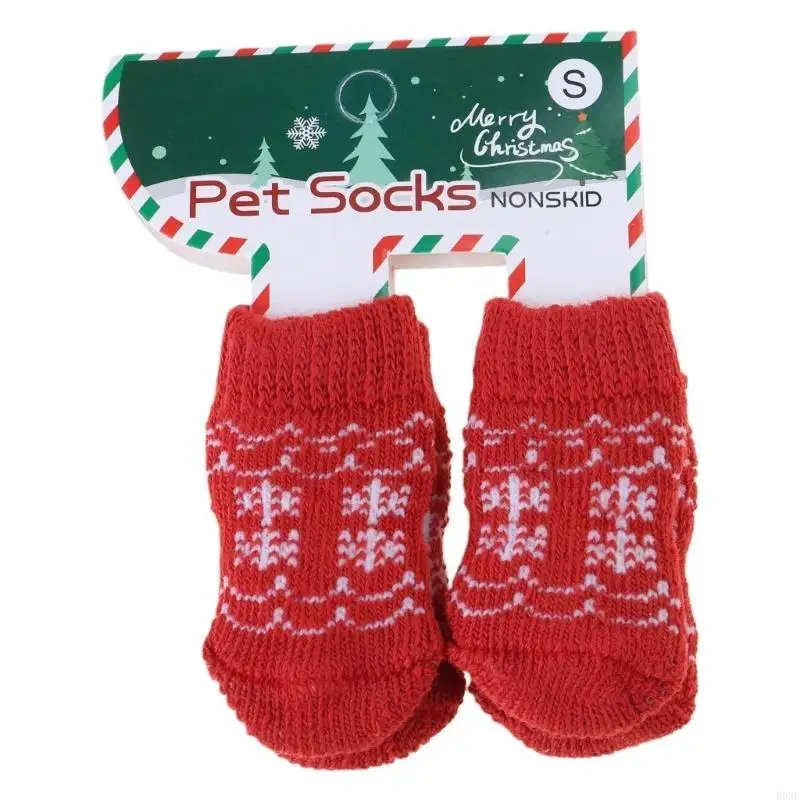 4LOTS Weihnachtshunde gestrickte Socken Outdoor Hundeschuhe Socken Urlaub Haustier Bekleidung B03E – Detail 9