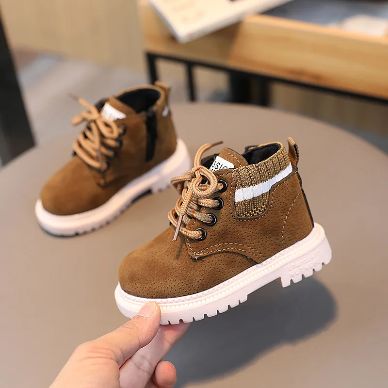 Kids Fashion Ankle Boots Soft Sole Non-Slip Unisex Leather Casual Short Boots for Boys and Girls Zipper 2025 New Autumn Winter