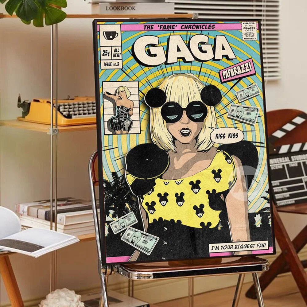 Lady Gaga Singer Classic Vintage Posters Waterproof Paper Sticker Coffee House Bar Home Decor