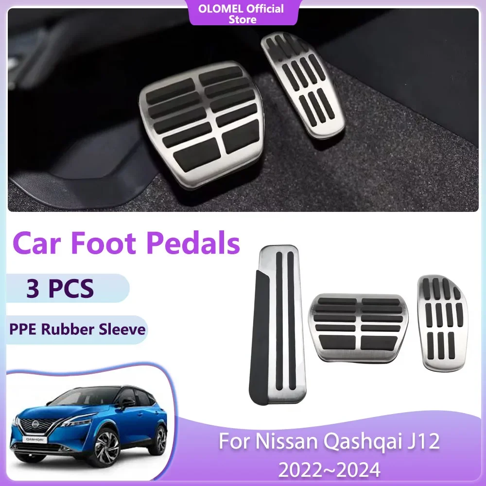For Nissan Qashqai J12 stainless steel Car Foot Pedals Brake Non-slip No Drilling Alloy Covers Parts Accessories