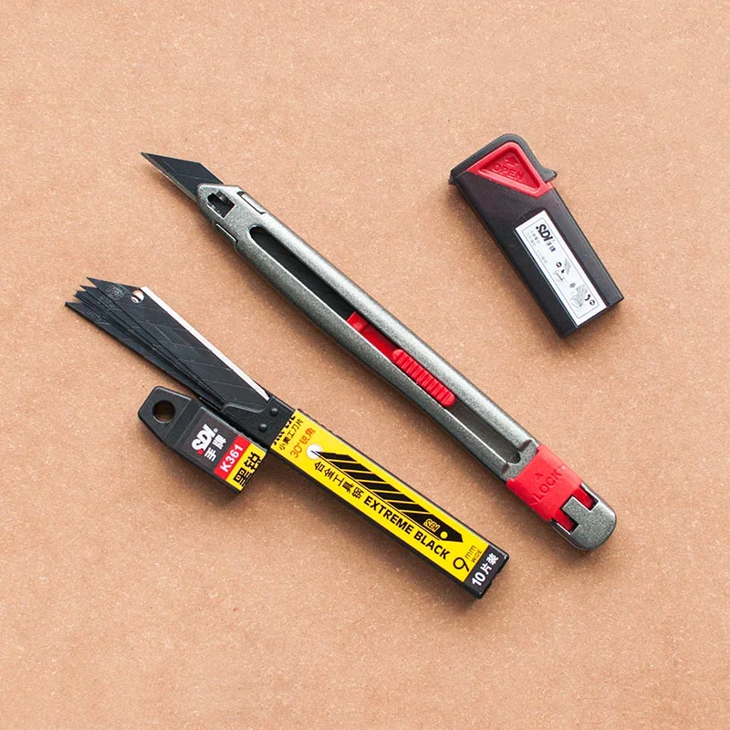 Leather Cutting Tool Zinc Alloy Safety Lock Utility Knife 30&deg; Acute Angle Knife Blade Leather Craft Bag/belt/watch Band Cutting and Engraving Tool leather tool cutting knife art knife leather working tools craft cutting tool leather cutting tool leather skiving knife leather cutting knife craft cutting blade