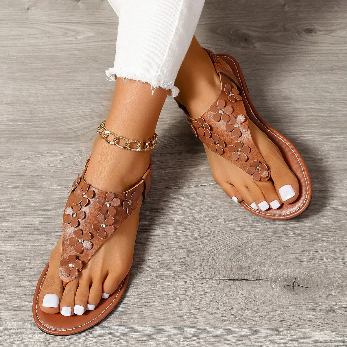 Women Flip Flop Flats Sandals Summer Designer Flower Beach Platform Casual Slippers Fashion Slingback Open Toe Mujer Slides
