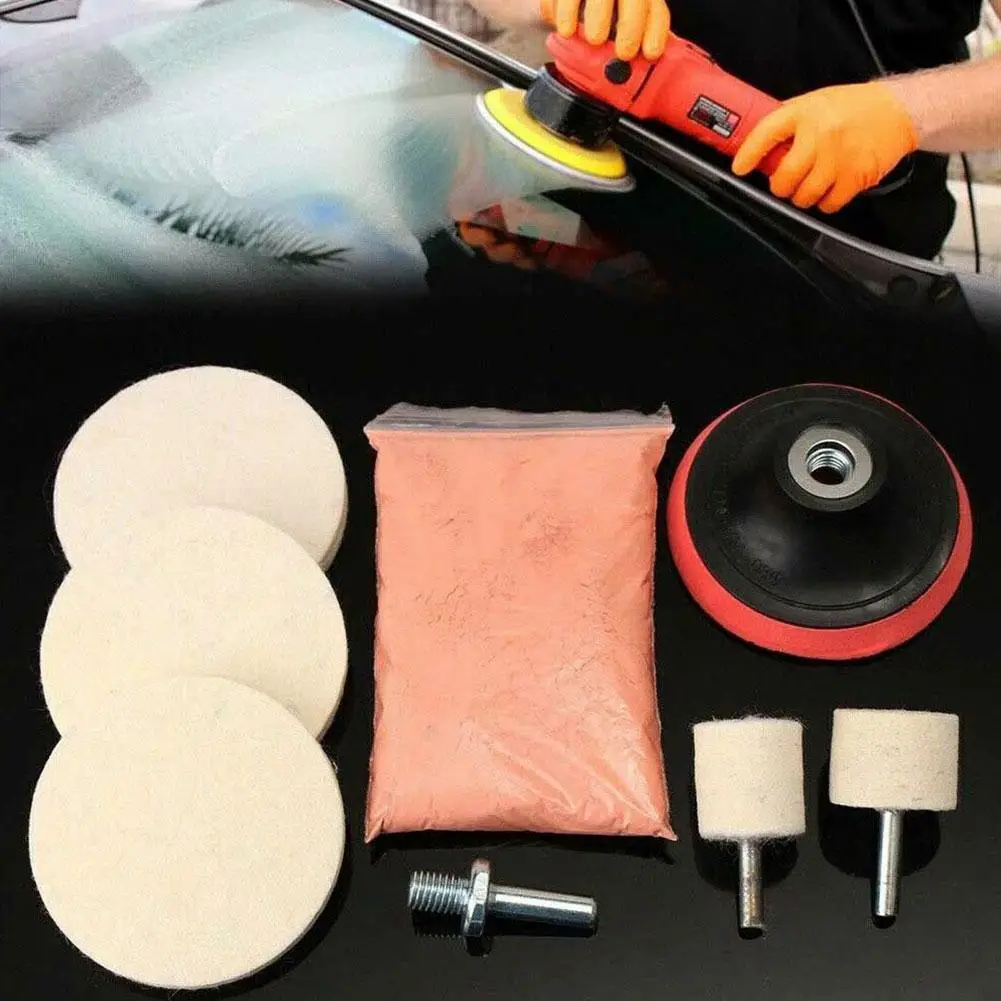 Glass Polishing Windscreen Scratch Remover Felt Pad Cleaning Scratch Removal Polishing Backing Pad Windowshield Kit