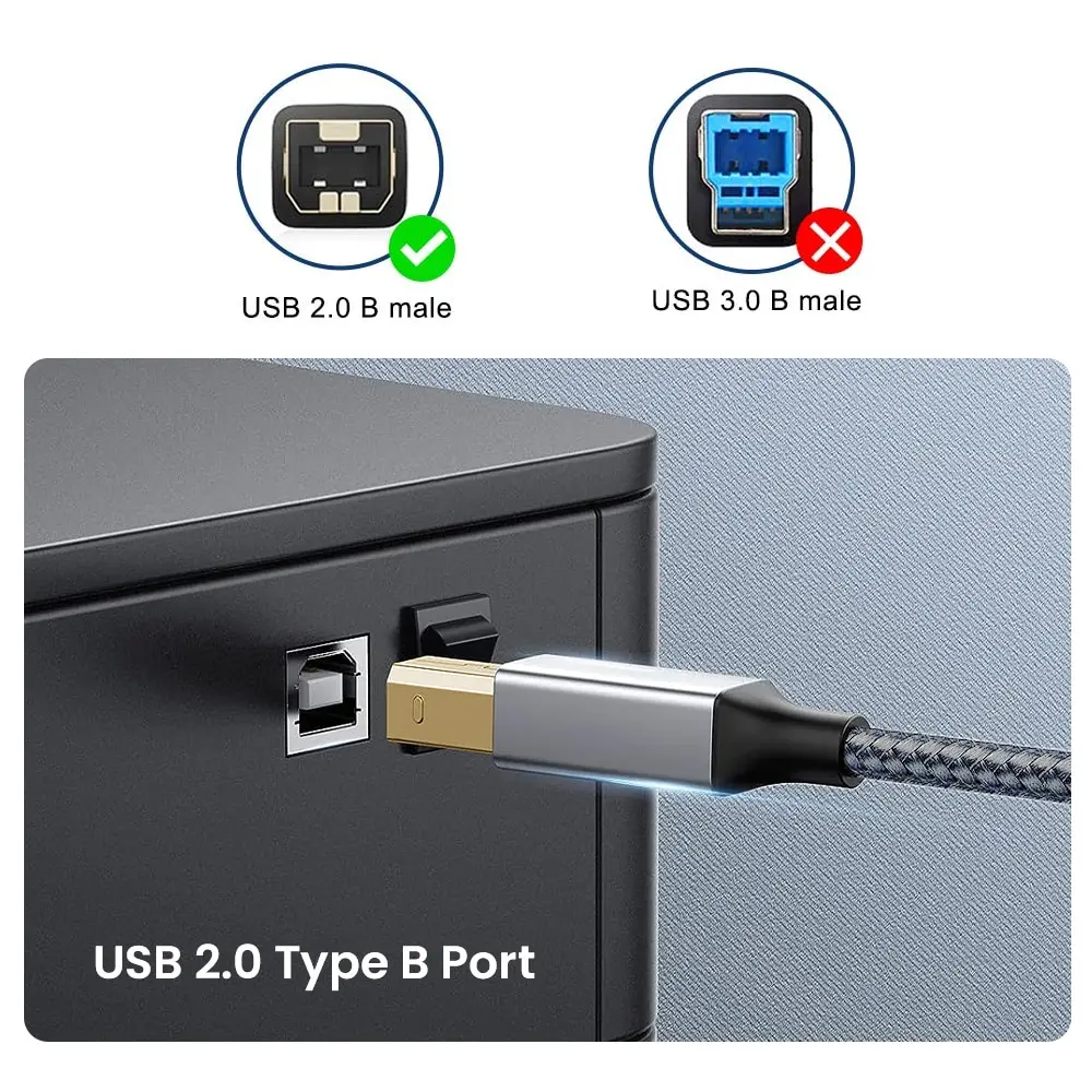 Premium Nylon Braided USB-C Printer Cable