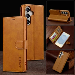 Luxury PU Leather Wallet Stand Case with Magnetic Buckle for Samsung Galaxy - Flip Cover Holster for Enhanced Protection (Brown)