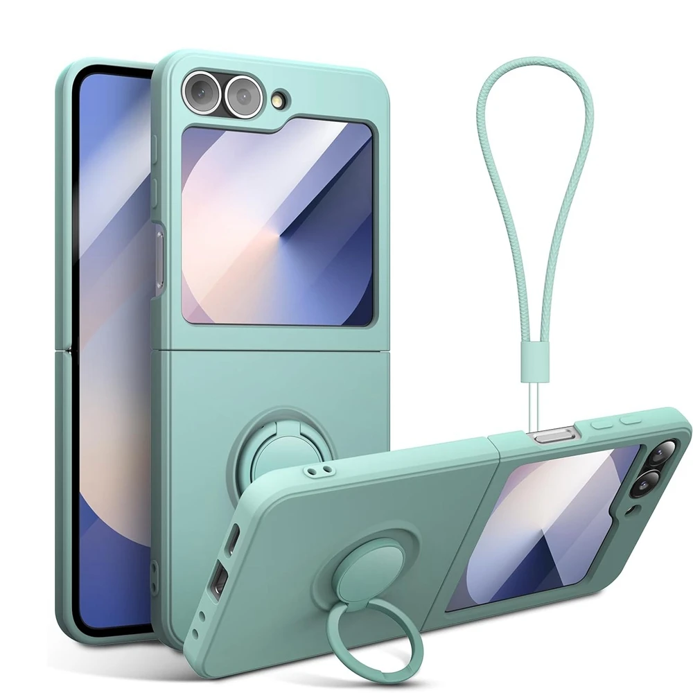 Samsung Z Flip Shockproof Case with Hand Chain and Magnetic Ring Holder