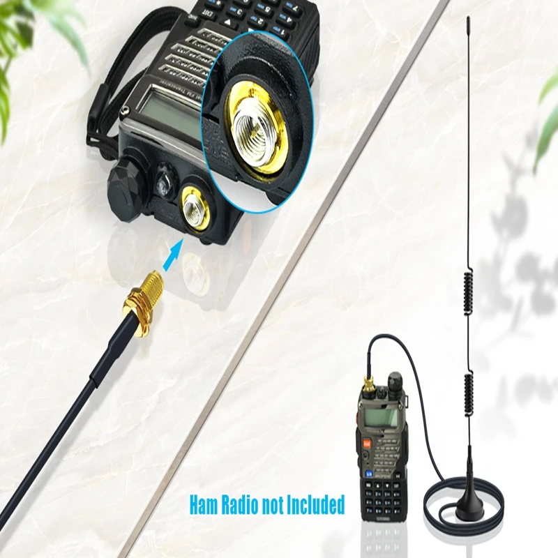 Superbat Dual Band VHF UHF 136-174MHz 400-470MHz Ham Radio Antenna Handheld Two Way Radio Magnetic Base for Kenwood Wouxun BaoFe