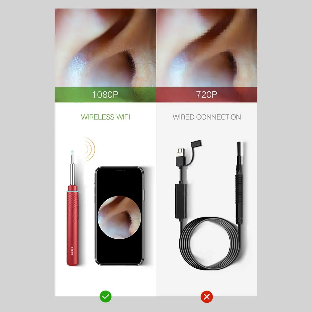 Original Bebird M9 Pro M9s R1 Ear Wax Removal Cleaner Tool Earwax Remover Magnet Metal Design Works With iPhone, iPad, Android 3