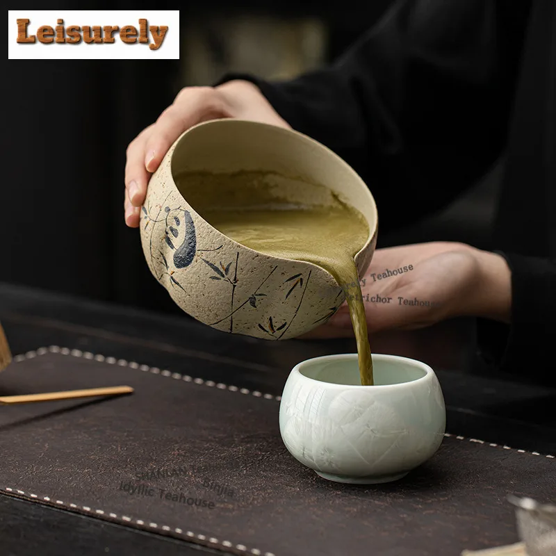 Firestone Red Matcha Eight-piece Set With Gold-emed Panda Ceramic Tea Bowl, Whisk Stand, Baibenli,ornaments Accessories Supplies