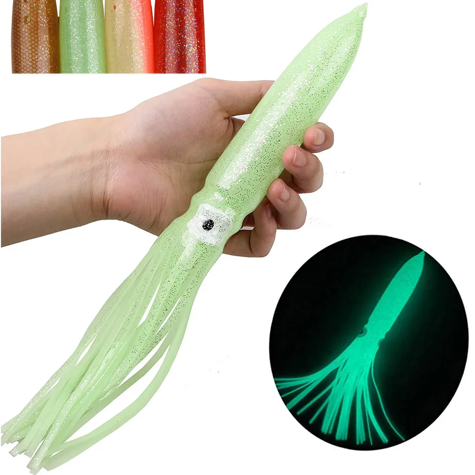 15 Esche Da Traino Luminose A Gonna – Calamari E Polpi – Per Pesca In Mare, Verdi, Luengo