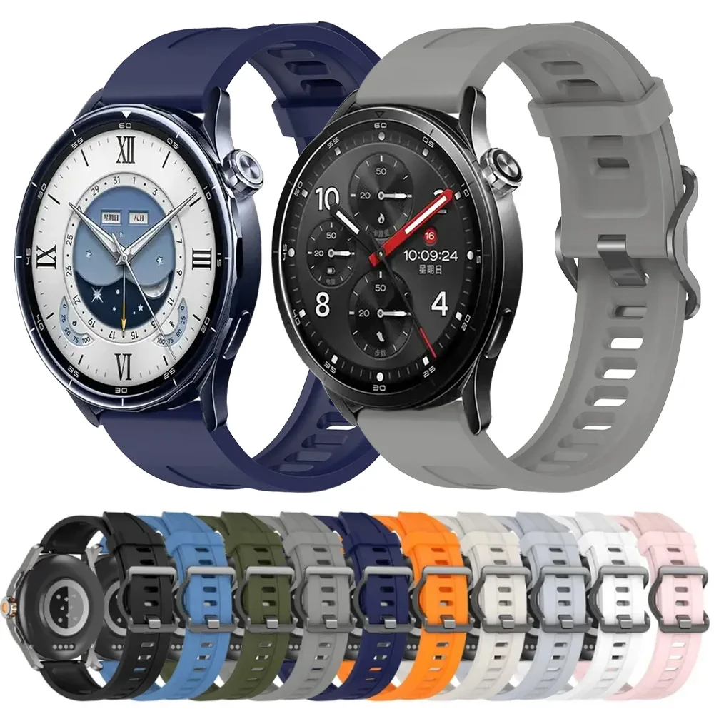 Enhanced Silicone Sport Strap - 22mm Replaceable Correa, Vibrant Color Edition