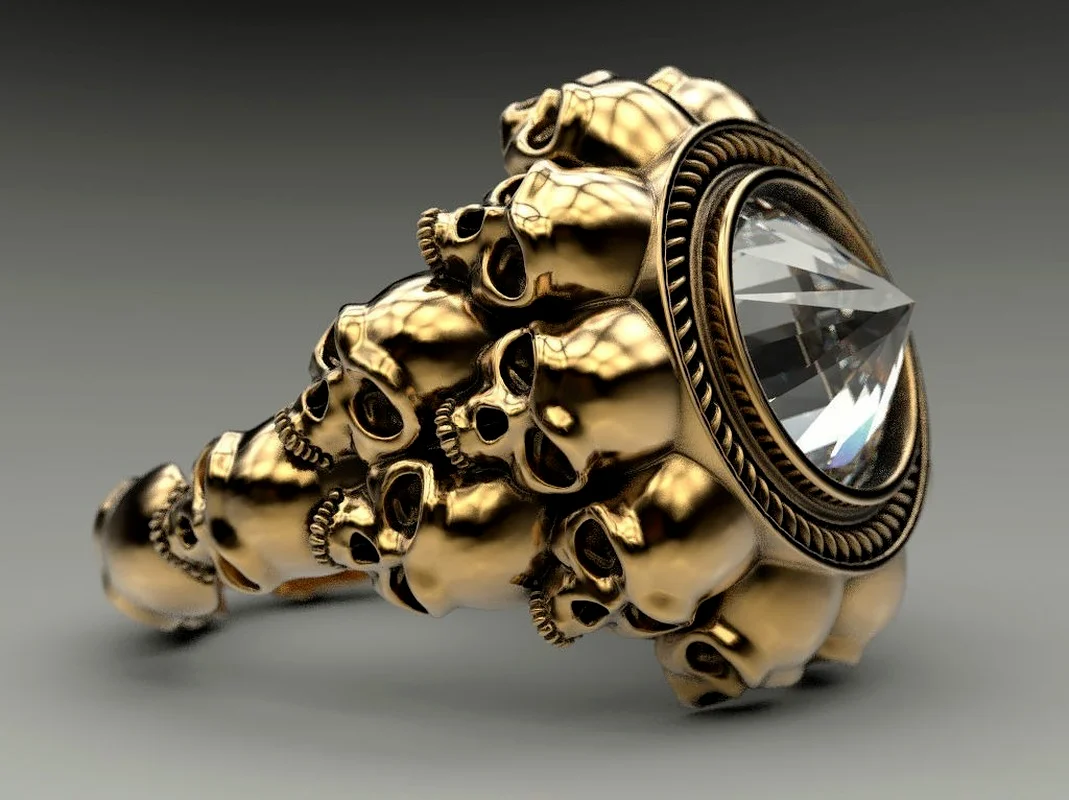 

Европейское и американское креативное кольцо с черепом 925, украшения в стиле панк-рок, мужские и женские кольца со спутными драгоценными камнями