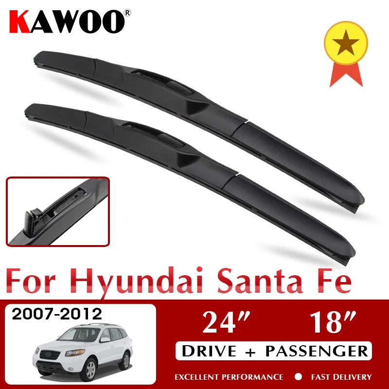 

KAWOO Wiper Front Car Wiper Blades 24"+18" For Hyundai Santa Fe 2007-2012 Windshield Windscreen Front Window Accessories LHD RHD