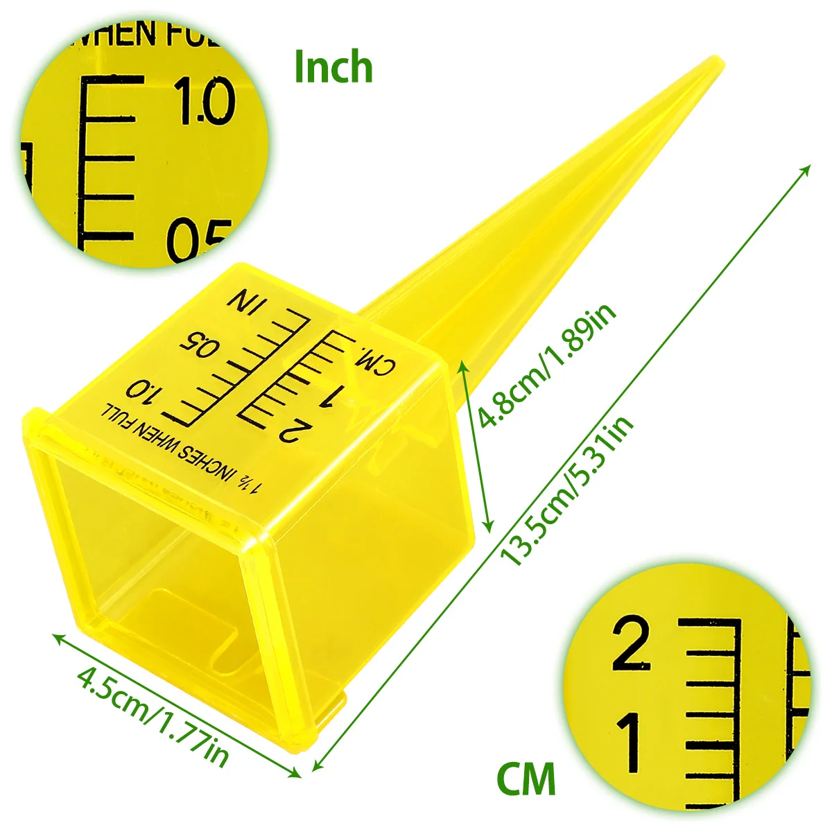 10pcs Durable Plastic Sprinkler Bright Yellow Transparent Rain Gauge Garden Water Gauge Outdoor Water Measuring Reusable Tool