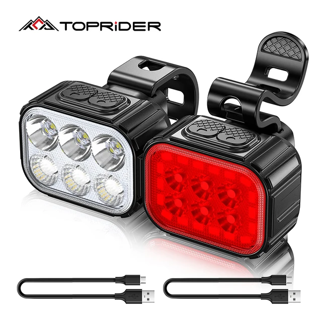 TOPRIDER 550LM USB 충전식 자전거 라이트 전면 램프, T6 LED 1100mAh 자전거 라이트, 방수 헤드라이트, 자전거 액세서리