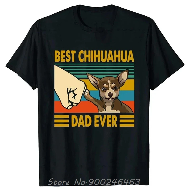 Lustiges bestes Chihuahua-Papa aller Zeiten Retro Vintage Sonnenuntergang T-Shirt Grafik Baumwolle Streetwear Herren Kleidung Geburtstagsgeschenke Sommer T-Shirt – Detail 4