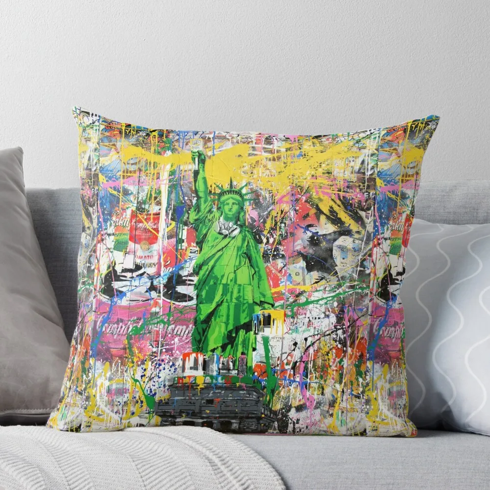 

Statue Of Liberty Holding Paintbrush Pop Culture Street Art Mashup Throw Pillow Covers For Sofas Anime Sofa Pillow Cover