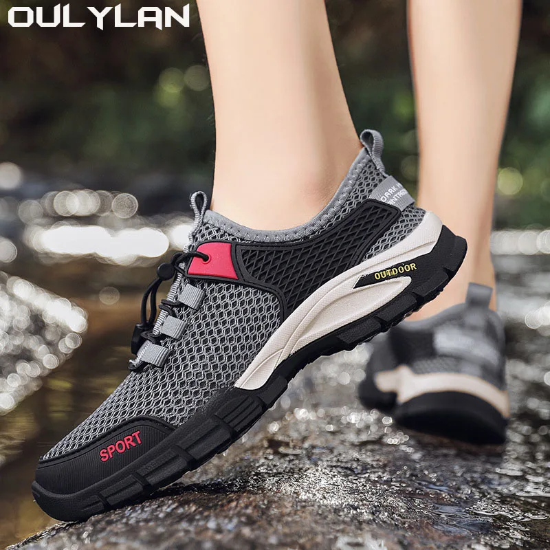 

Oulylan Water Shoes for Men Slip On Breathable Beach Aqua Shoes Outdoor Hiking Wading Travel Shoes Quick Drying Sneakers Male