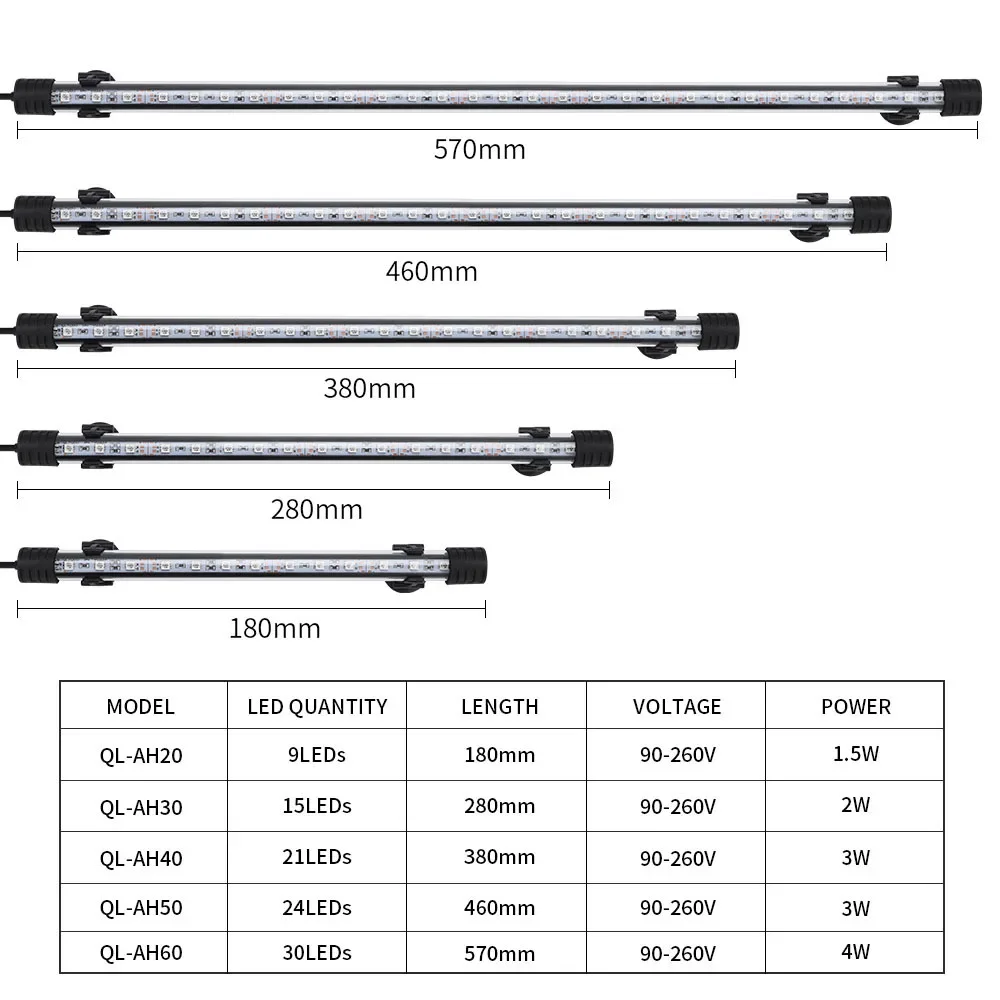 RGB Aquarium light 18-57cm Remote control diving lamp Colorful lamp 90-260v for plants Fish tank essential Amphibious use aquarium light aquarium lamp