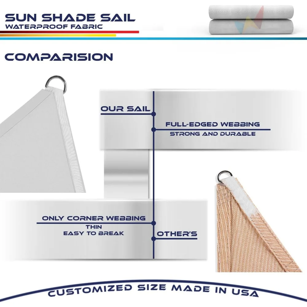 10'x13' Waterproof Sun Shade Sail Rectangle Shade Canopy Cover UV Block for Backyard Patio Deck Balcony Pergola Garden (Light Gr