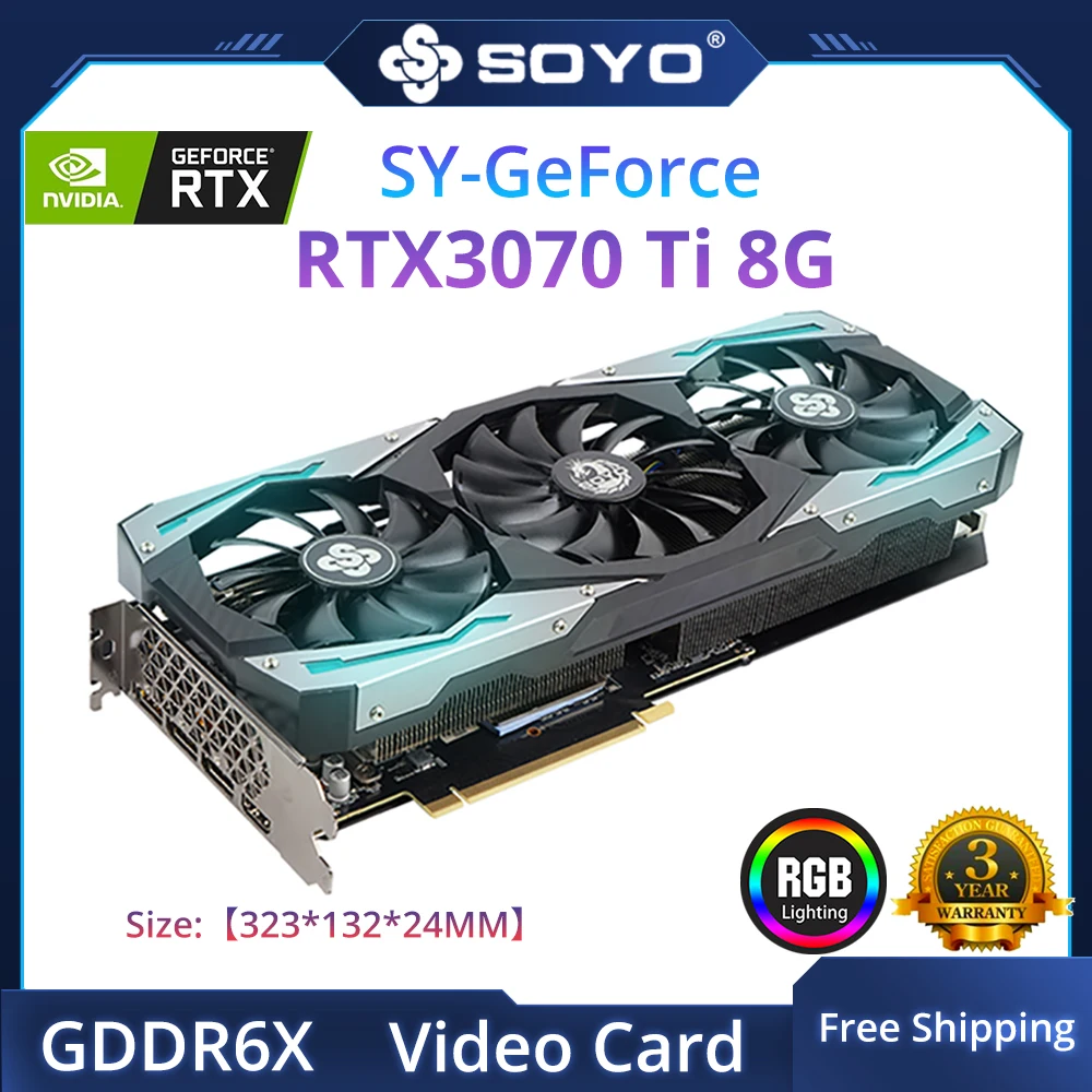 SOYO ใหม่เอี่ยม GeForce RTX3080 Ti 12G/3070 Ti 8G การ์ด GDDR6X Memory ...