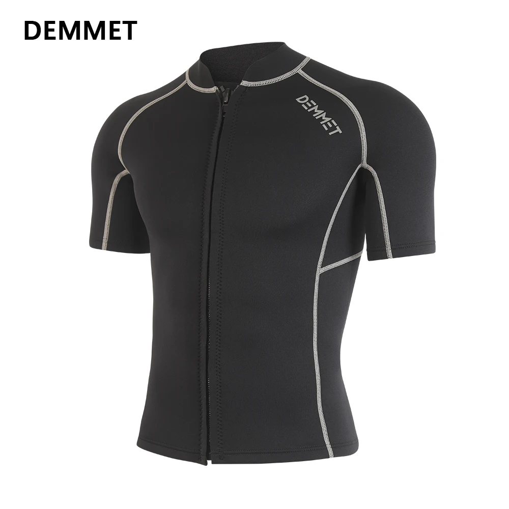 DEMMET Short Wetsuit Men Neoprene Diving Suit Split Sleeve Women Wet Suit Front Zip Spearfishing Swim Surfing Swimwear 1.5MM 3MM