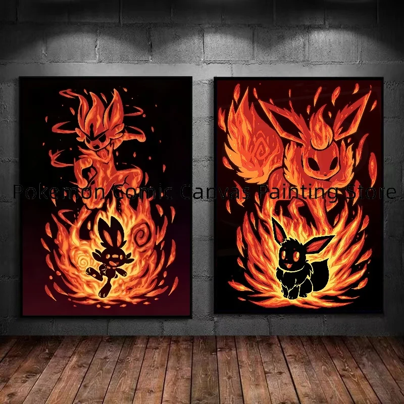 

Anime Pokemon Peripheral Stickers and Posters Canvas Painting Art Wall Home Decoration Accessories Christmas Gift for Children