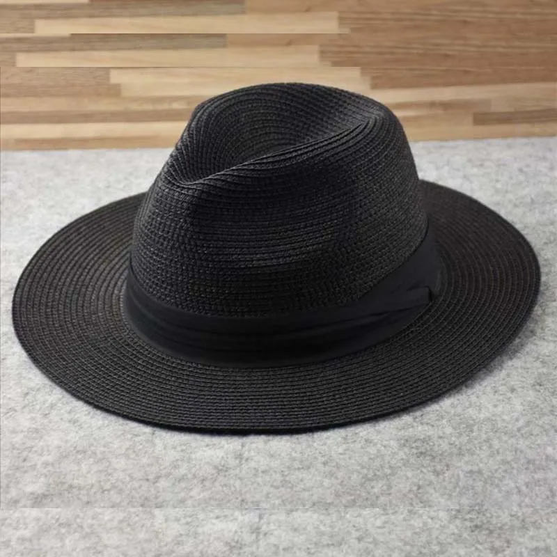 Male Foldable Big Head Straw Hat Panama Summer Outdoors Cowboy Hat Sandy Beach Sun Hats Man Plus Size Fedora 57CM 60CM 64CM