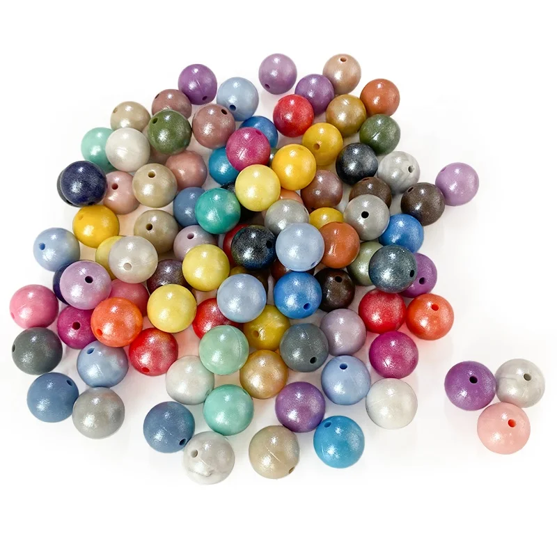 100pcs Round Silicone Beads 15mm Opal Silicone Bead for Jewelry Making DIY Pacifier Chain Clips Baby Toys Accessorie BPA Free