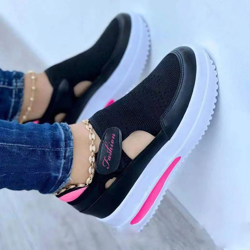 Scarpe da ginnastica vulcanizzate moda donna piattaforma appartamenti tinta unita scarpe da donna zeppe traspiranti Casual Sneakers da passeggio da donna