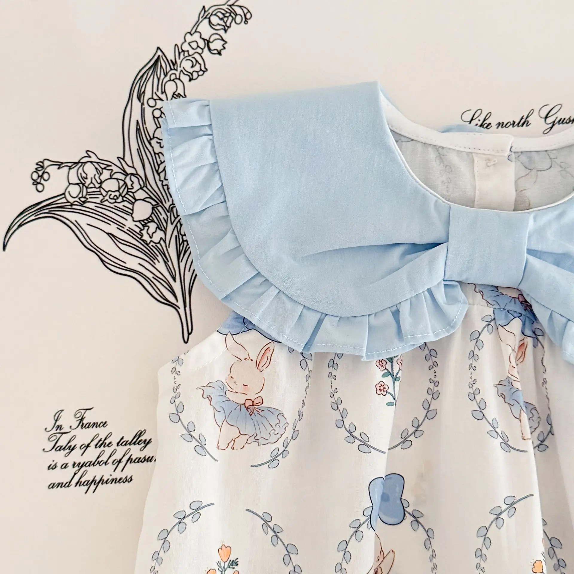 Cute Bunny Print Baby Girls One Piece Bodysuit