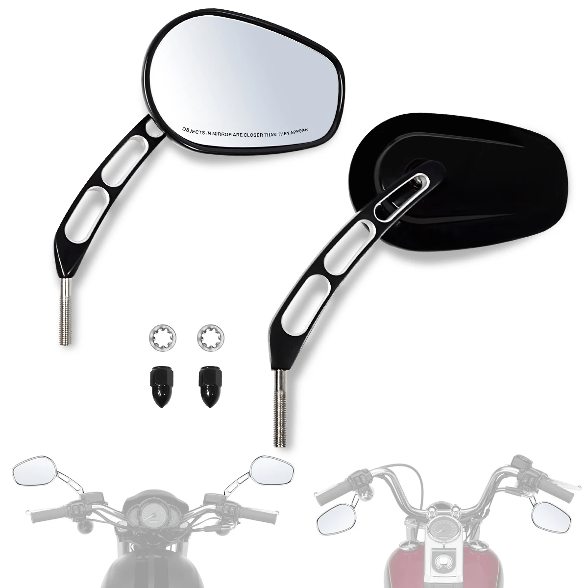 Rétroviseurs latéraux de moto pour Harley Davidson Touring Road, rétroviseur, accessoires de moto, 8mm, 360 °, foetal de Sportster 1984-2024