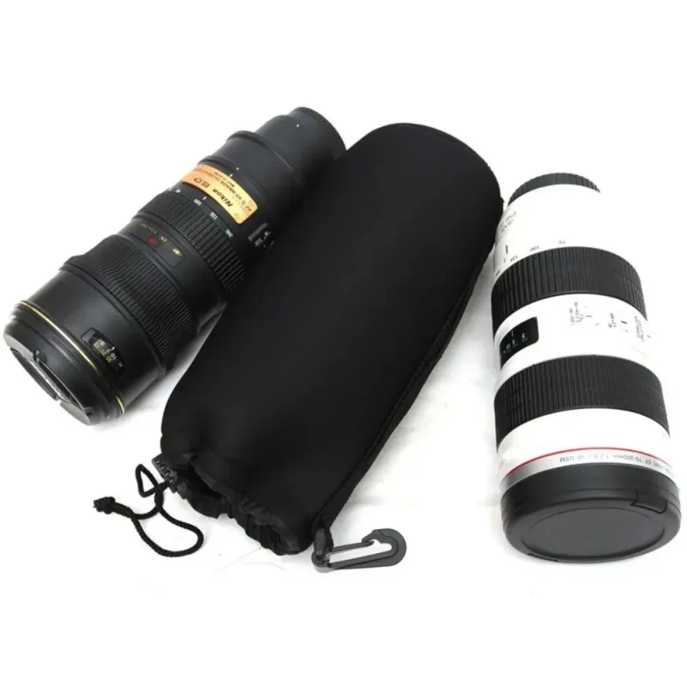 Waterproof Camera Lens Pouch Soft Drawstring Case for Canon Sony Nikon Most DSLR Lenses RF11