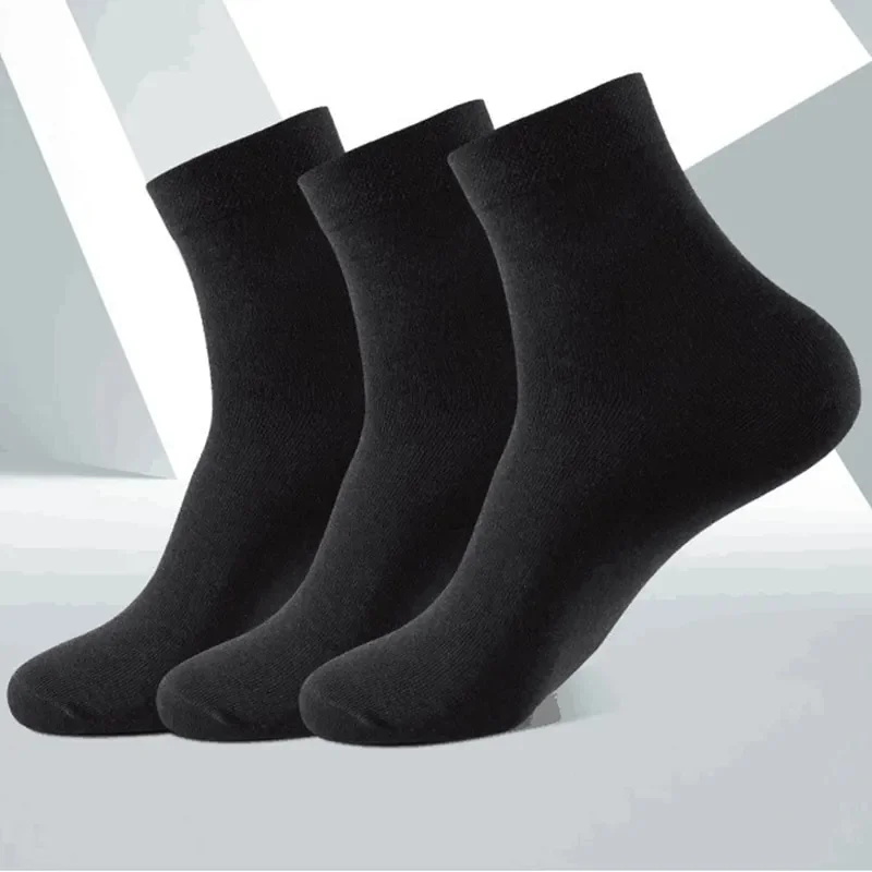 3 Pairs Black Men Socks Cotton