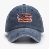 American Flag Print Washed Baseball Hat, The Stars and Stripes Mesh Hat Sun Visor Adjustable Buckle Lightweight Adjustable Strap 1