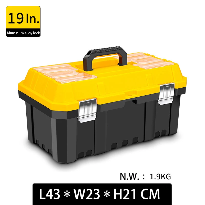 Storage Plastic Tool Box with Removable Tray,Small Tool Box Organizer with Screw Box, Yellow Hardware Organizer for Home bucket tool bag Tool Storage Items