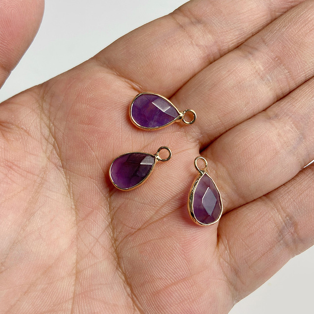 Purple Amethysts Quartz Crystal Pendant Charm Connector For Healing Pendulum Jewelry Making Diy Earring Necklace Gifts