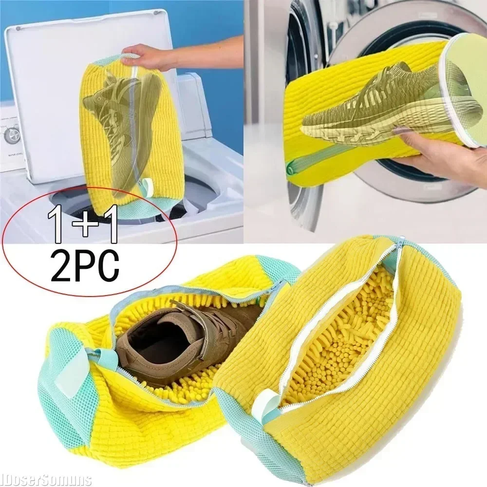 Shoe Cleaning Bag Shoe Washing Bag for Washing Machine Laundry Bags for Shoes Fluffy Fiber 360° Cleaning Reusable Washer Shoebag 4