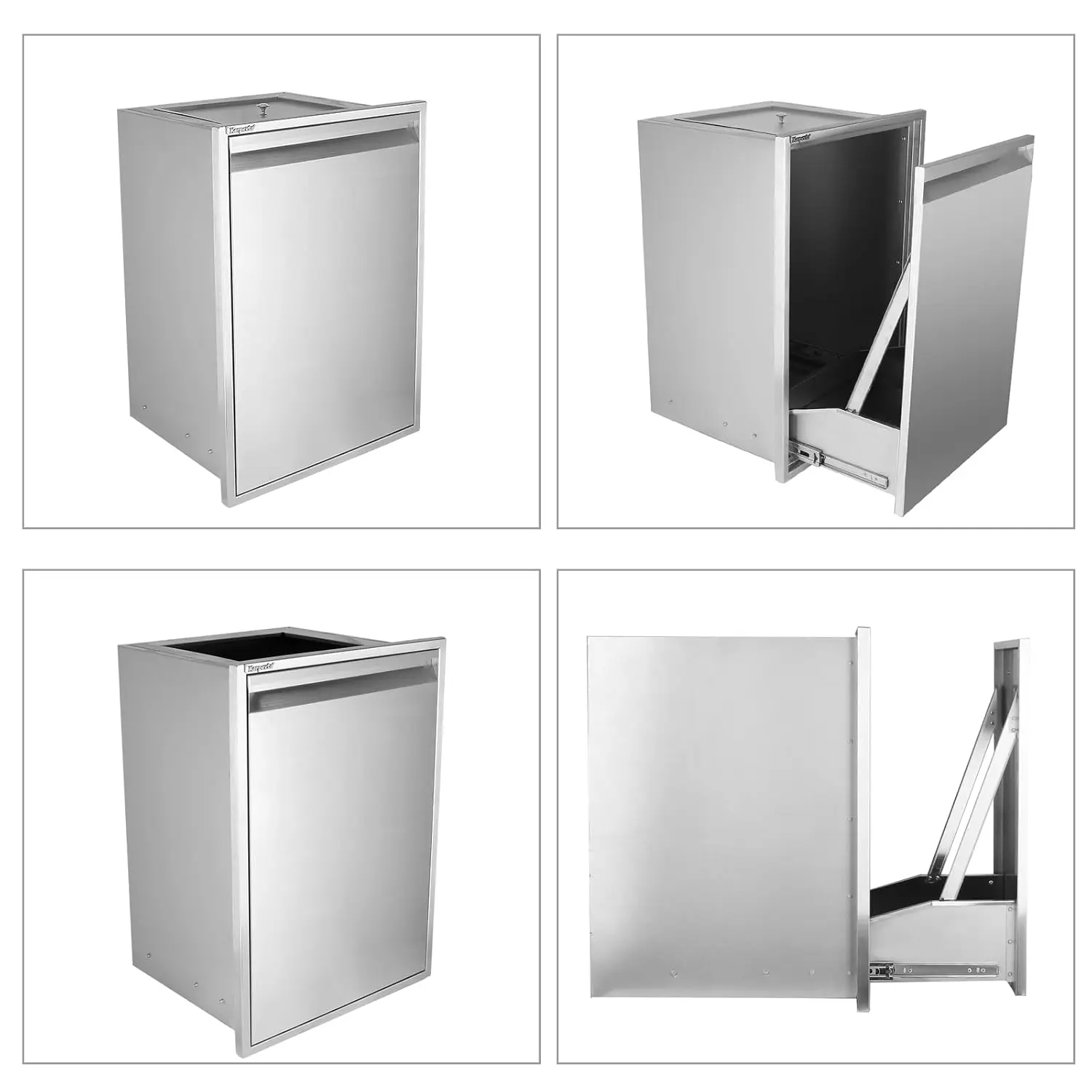 Bulit in Trash Drawer Stainless Steel Pull-Out Trash Drawer W19XD16XH27 Inch Outdoor Kitchen Propane Tank for Storage for