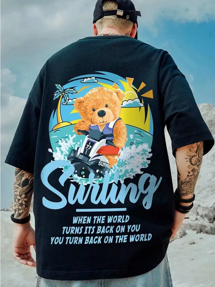 

Summer New Casual Loose T-shirt Short Sleeved Men's Fashion Loose Printing Large 8XL Hip Hop Couple Wear Half Sleeve Cotton Top