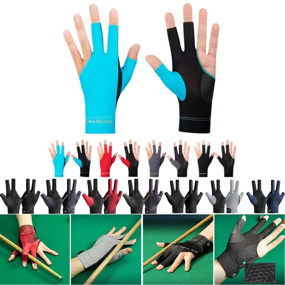 Gants billard professionnels gauchers légers respirants 3 doigts ouverts