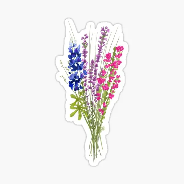 

Subtle Bi Pride Flowers 5PCS Stickers for Art Room Window Laptop Print Luggage Water Bottles Decor Bumper Anime Background