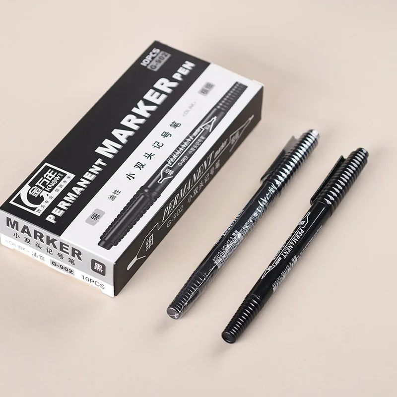 파인 팁 듀얼 엔드 마커 펜 - 0.5mm 및 1mm 방수 영구 잉크, 드로잉, 윤곽선 및 라벨링용 유성, 휴대용 디자인